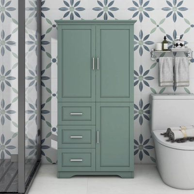 Tall And Wide Storage Cabinet With Doors, Three Drawers