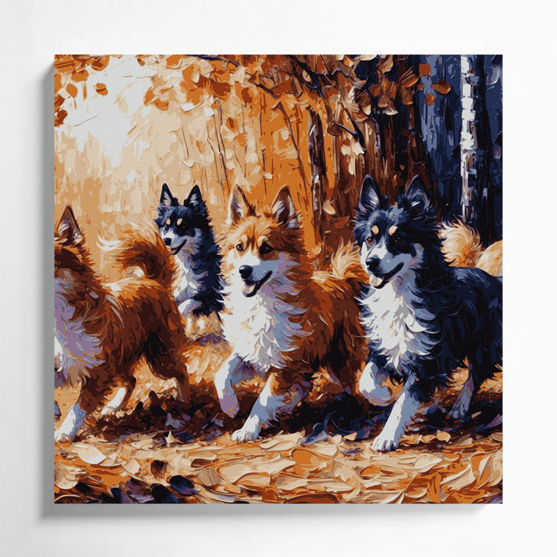 «Dogs Finnish Spitz Brown», art mural sur toile, H 12 po x l 12 po