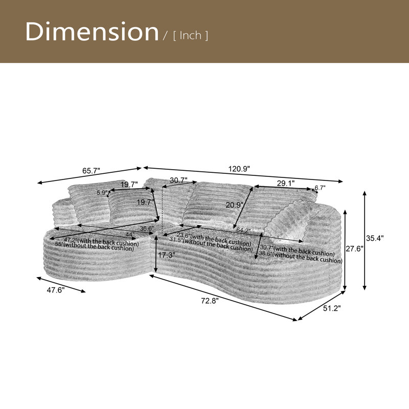 Canapé modulaire surdimensionné Boneless, Velours côtelé noir, Orienté à droite
