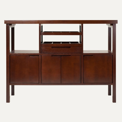 Eure 3-Cabinet With Doors Walnut Finish Buffet Cabinet, 33.84" H X 45.82" W X 15.81" D