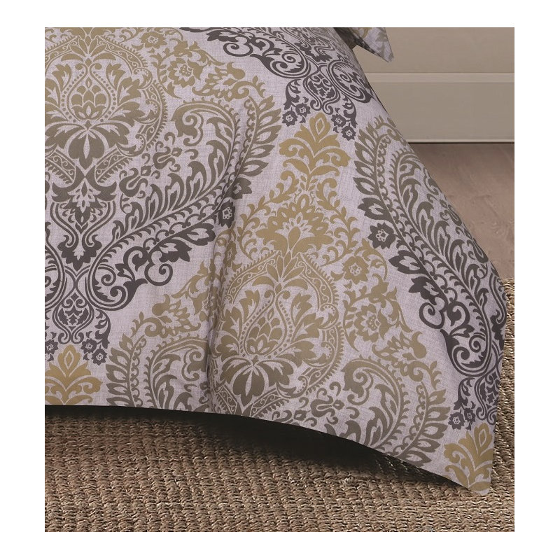 Complete Bedding Set Cotton Rich Damsk Duvet Cover, Fitted Sheet & Pillowcases Soft, Breathable & Wrinkle-Resistant