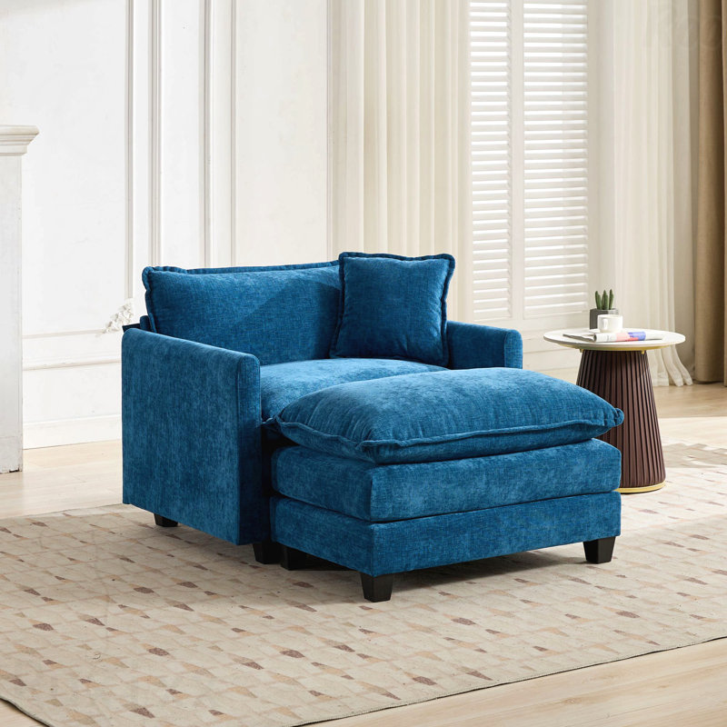  Ensemble de repose-pieds Cloud, repose-pieds Cloud - tabouret modulaire moderne, revêtement en tissu, Bleu