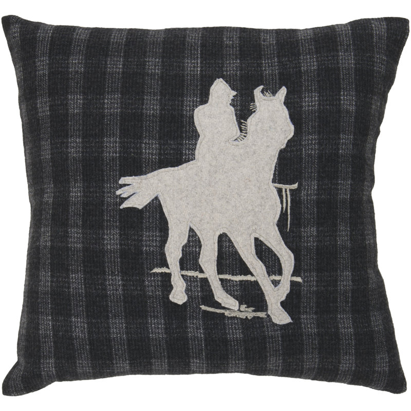 Plaid Wool Throw Pillow, 22" x 22", Polyester