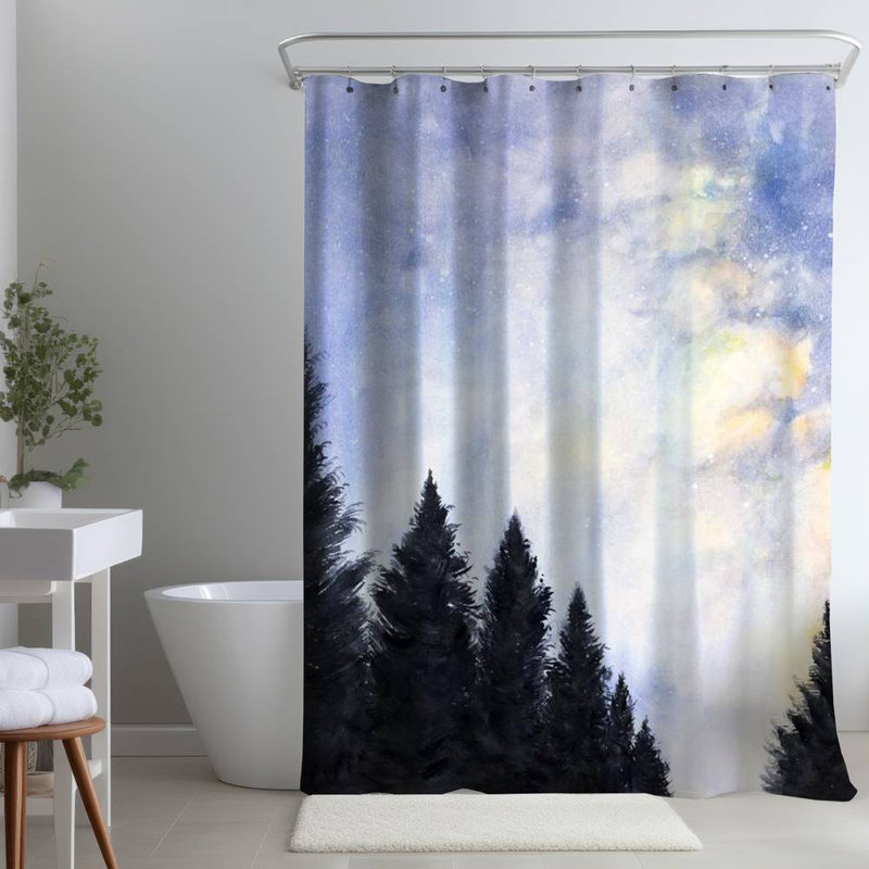 Shower Curtain LA126 – Polyester Shower Curtain, Dye Sublimation Print, 71" W × 74" L, Blue