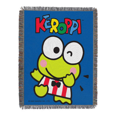 Sanrio Keroppi Throw Blanket, Cute Wave Frog Anime Fan Decor, 48x60 Inches