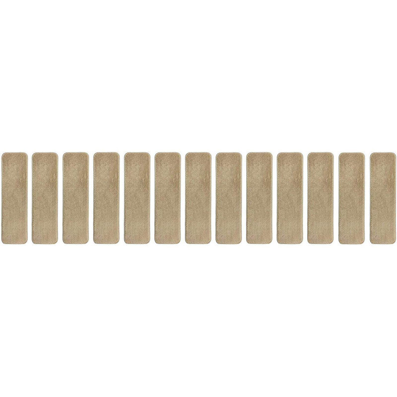 Tapis d'escalier intérieur antidérapant Comfy Collection, Crème, Rectangle 30 po x 8,5 po, Ensemble de 7