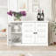 Armoire de rangement de 45 pouces de large avec 3 portes en miroir en acrylique, tablettes réglables pour une utilisation polyvalente à la maison, design durable et élégant
