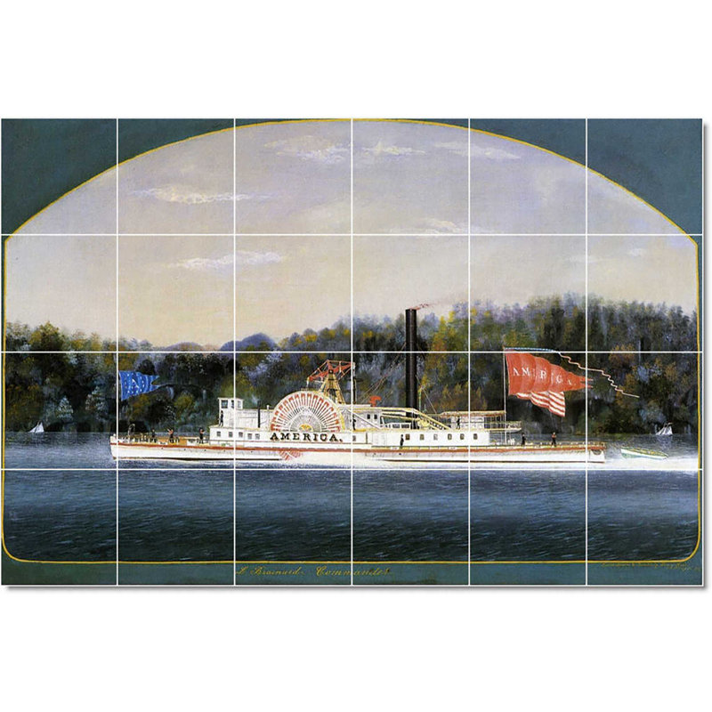 Carrelage mural décoratif en céramique 72 po x 48 po 12 po x 12 po, Peinture de bateau de James Bard W22042