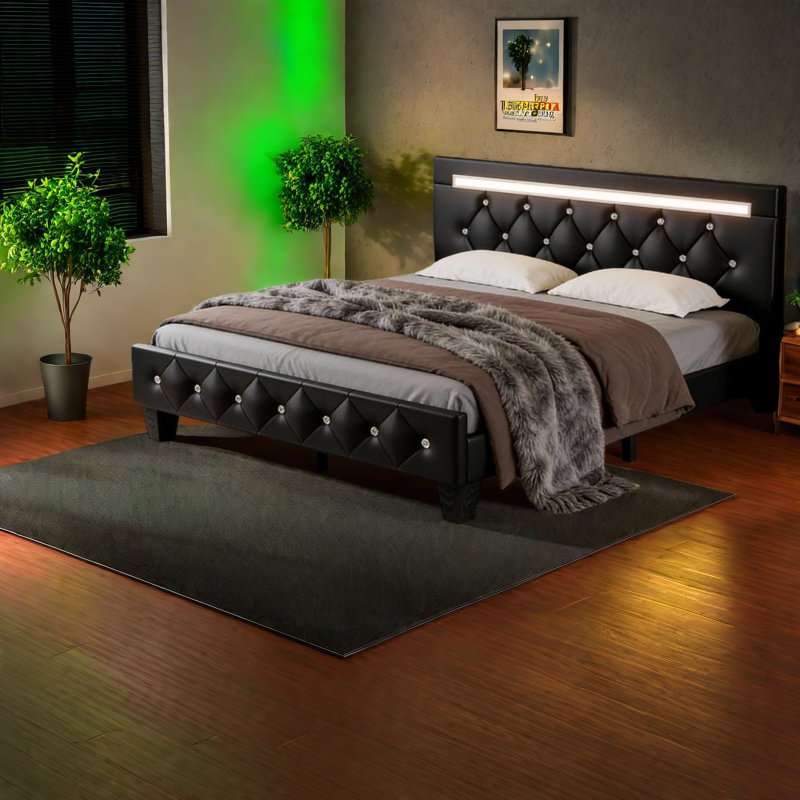 Structure de lit moderne avec éclairage DEL et charge USB moderne