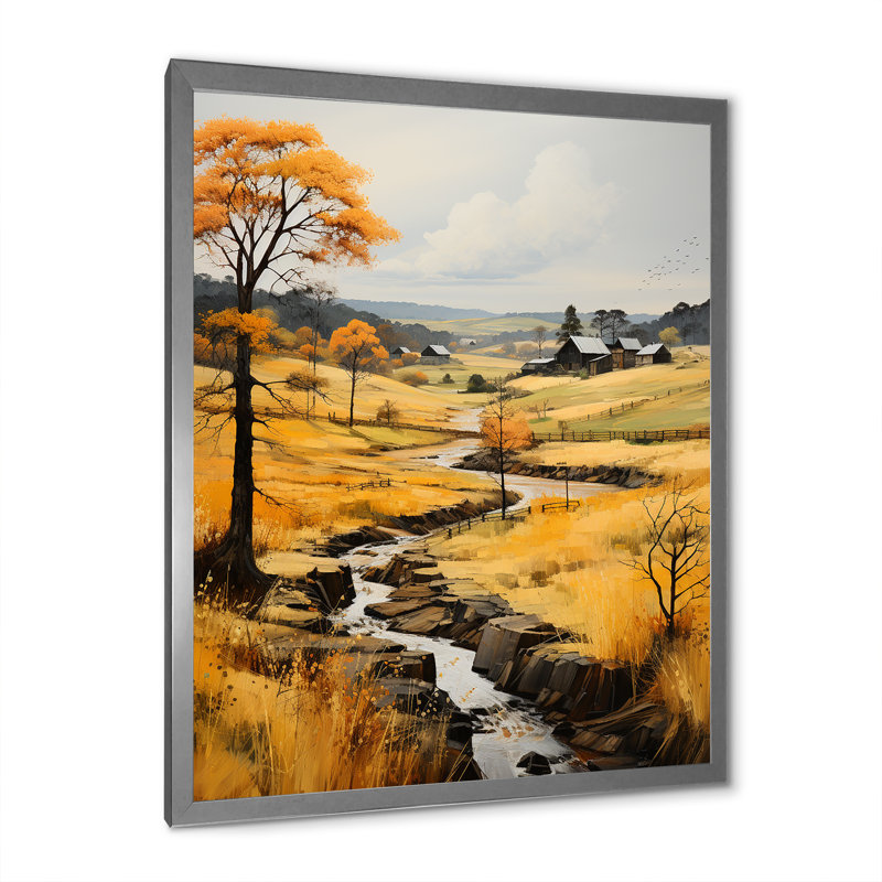 «Ditson Farm Autumn Hues Landscape IV», reproduction d'art sur toile, H 32 po x l 24 po x P 1 po, Cadre photo argenté