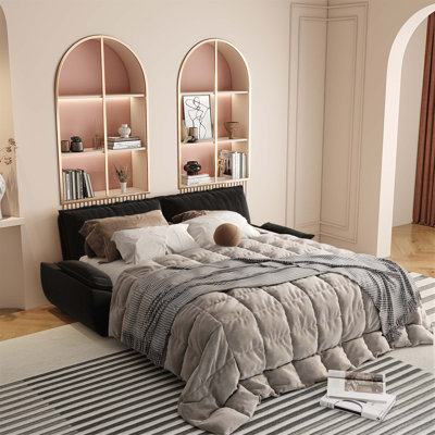 73.2 Queen Pull Out Sofa Bed, 3-in-1 Convertible Sleeper Sofa, Multi-Functional Velvet Loveseat Bed(Mattress Not Included)