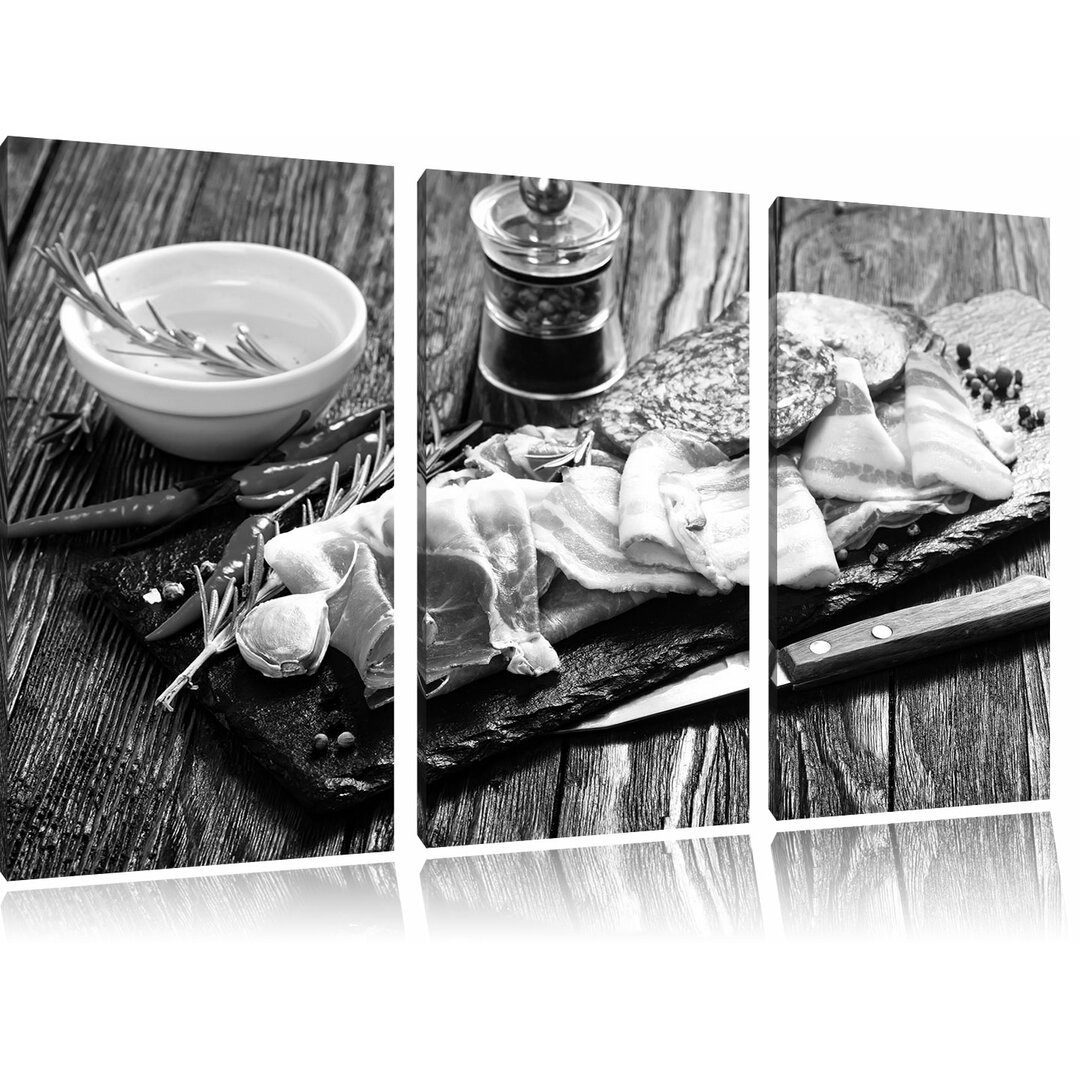 3-tlg. Leinwandbilder-Set „Antipasti verschiedener Wurstsorten“, Fotodruck