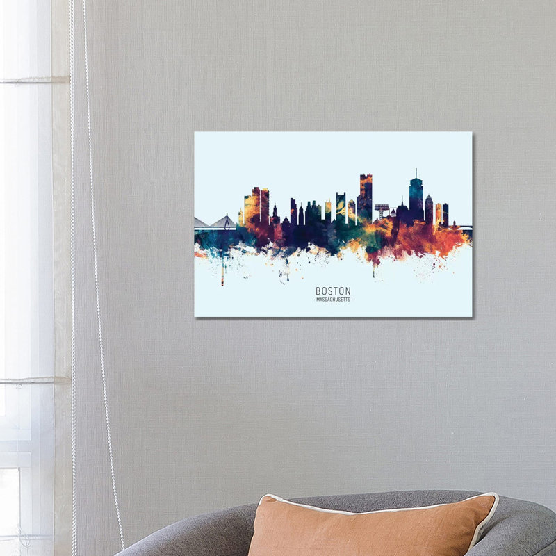 Boston Massachusetts Skyline by Michael Tompsett - 1 Piece Wall Art on Canvas, 45.72cm H x 66.04cm W x 3.81cm D