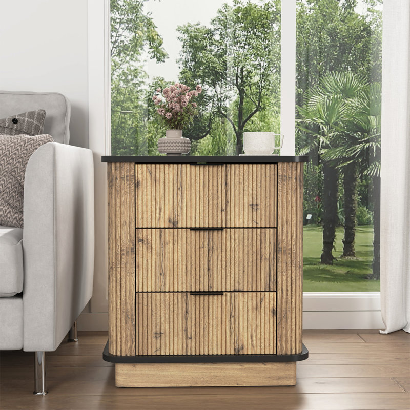 Multi-Functional 3-Drawer Nightstand For Bedroom