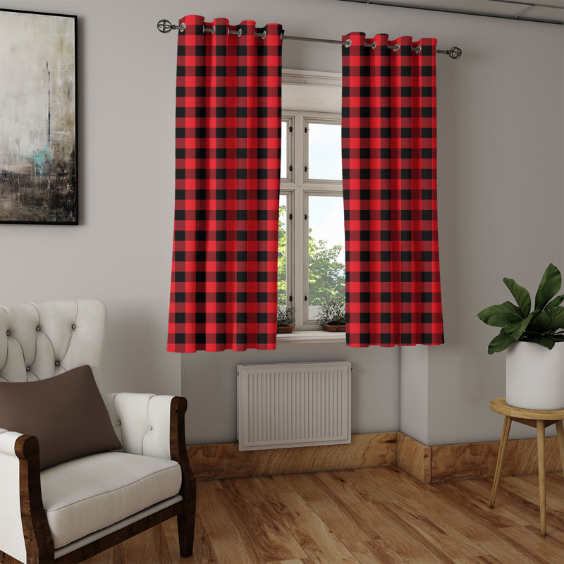 Rideau à œillets 2 panneaux Red Barrel Studio®, 50 po, orange noir, L 50 po x L 63 po