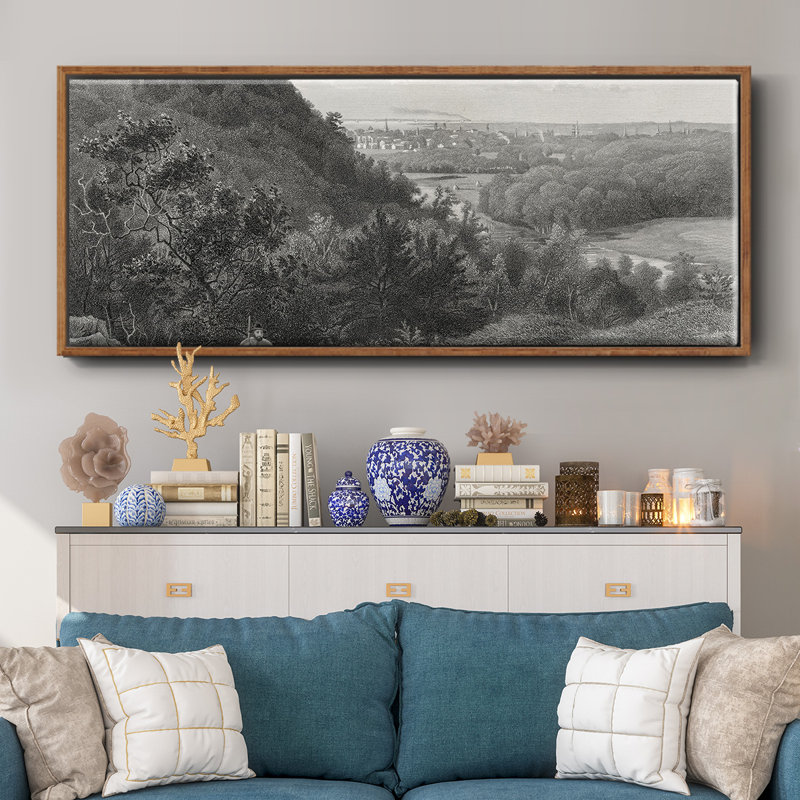 East Rock, New Haven, reproduction d'art sur toile, H 24 po x l 60 po x P 1,5 po, Noyer