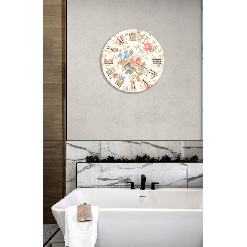 Horloge murale floral, 10 pouces, Noir romain