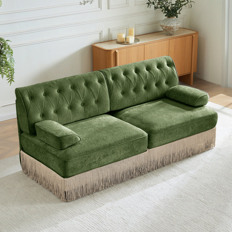 Canapé Chesterfield, Velours vert