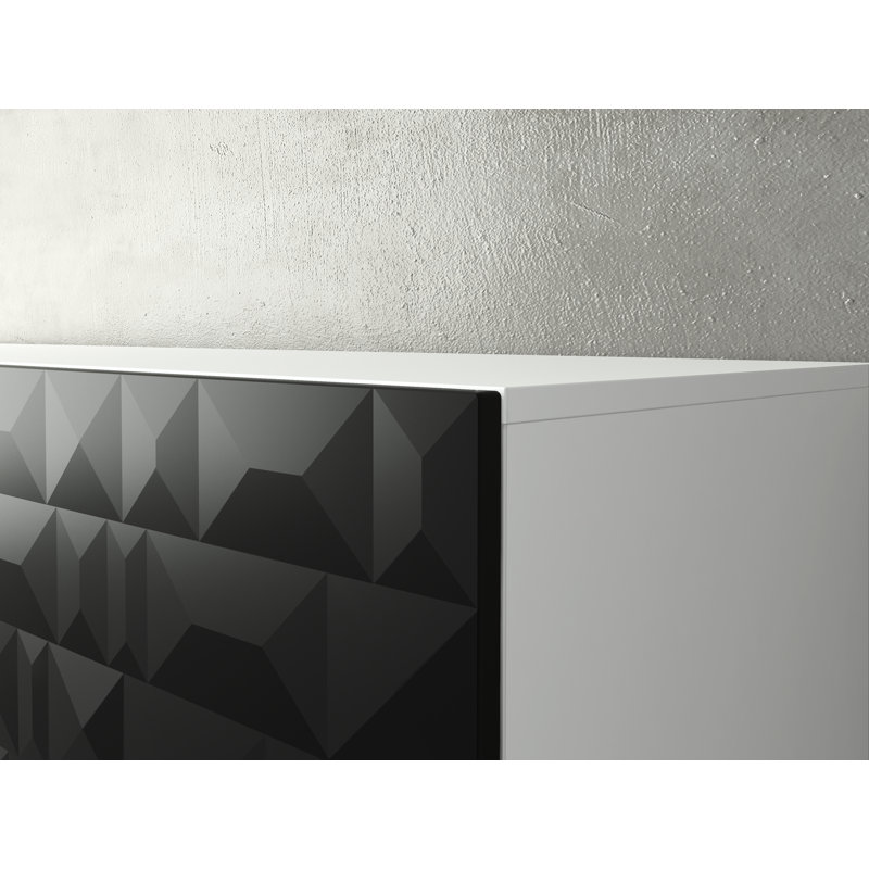 Fetch Unfinished TV Stand for TVs up to 88", White/Black
