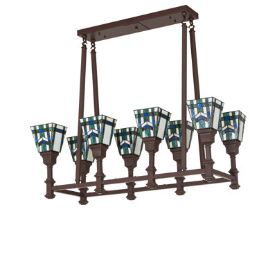 36" Long Prairie Wheat 8 Light Oblong Chandelier