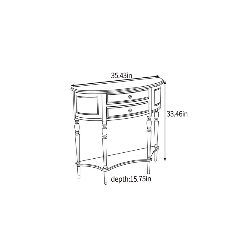American classic console table, 33.46" H x 35.43" W x 15.75" D, Dark Brown