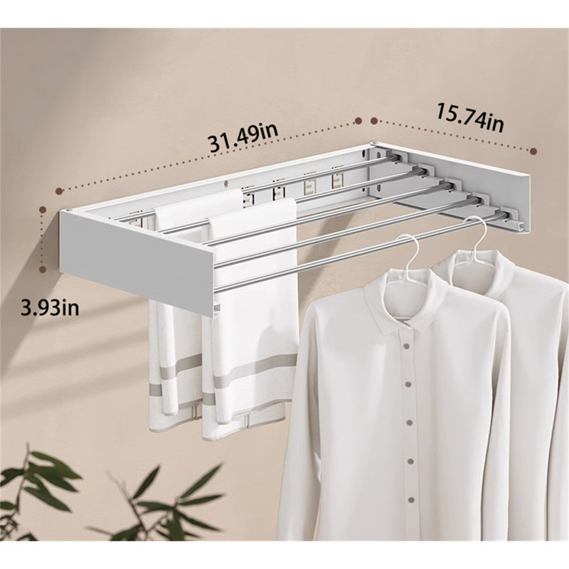 Stealthfold Retractable Clothes Rack, 3.93" H x 31.49" W x 15.74" D