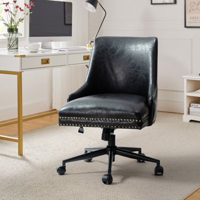 Chaise de bureau pivotante inclinable en similicuir de 22 po avec garniture cloutée Positano