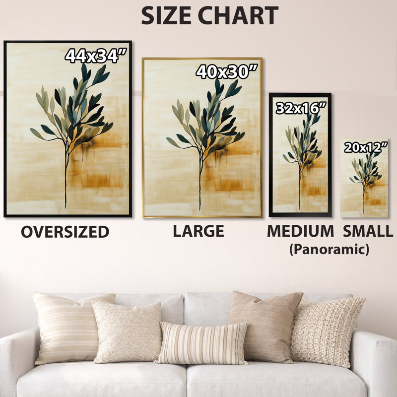 Olive Whispers in Charcoal IV - Sage Botanical, reproduction sur toile encadrée, 44" H x 34" W, Toile tendue