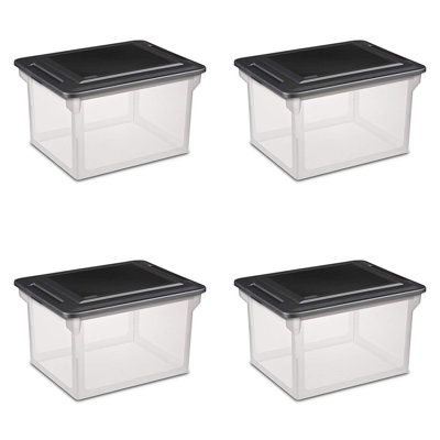 Sterilite Convenient Versatile Clear Organizing Storage File Box w/Lid -  4 x 18689004