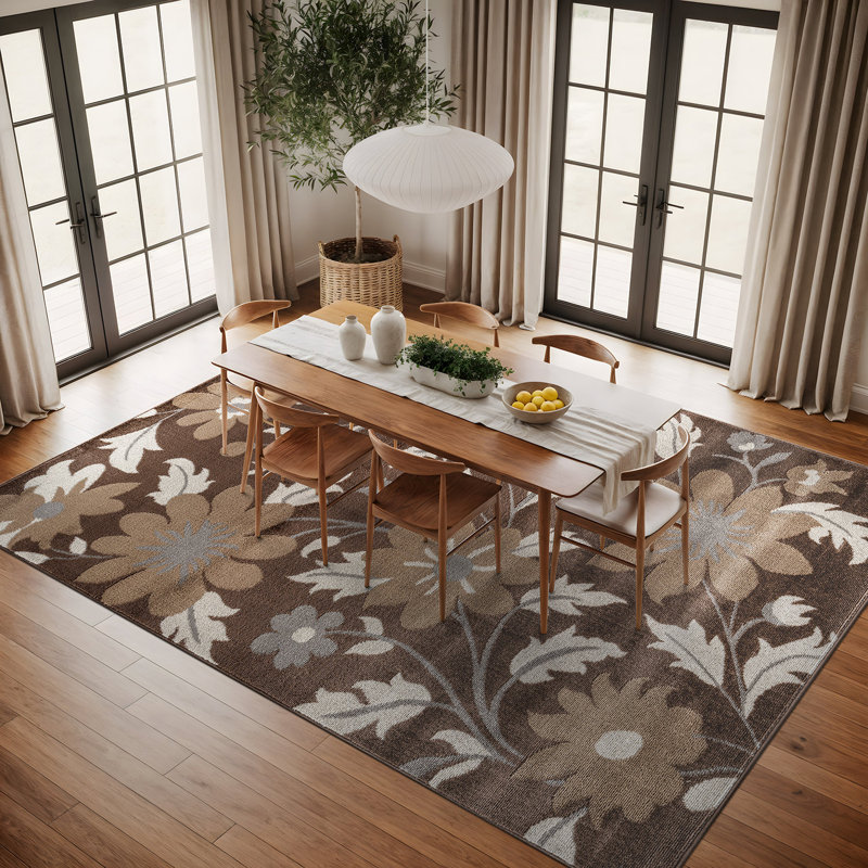 Contemporary Floral Area Rug, Rectangle 7'10" x 10'