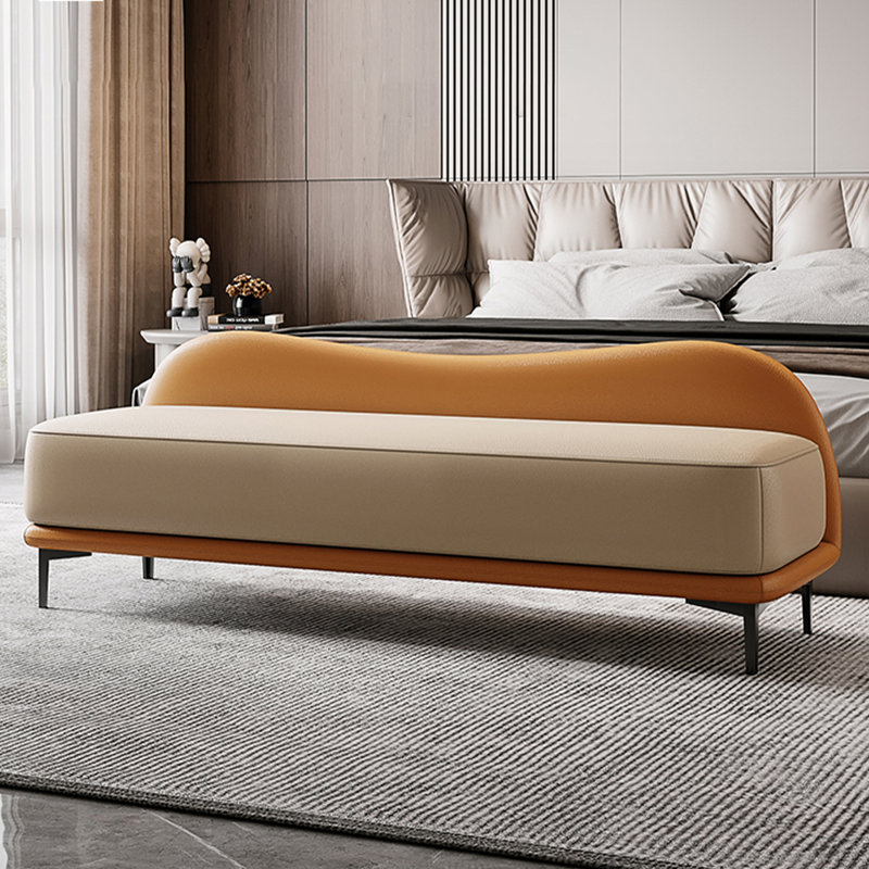 Upholstered Bench, Orange;Beige
