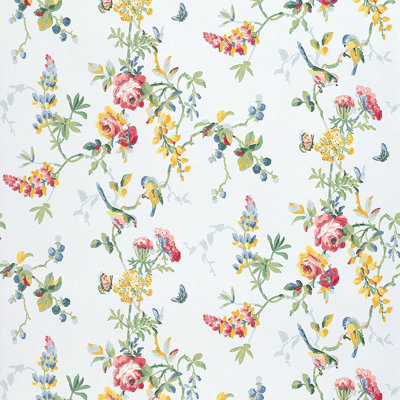 Chickadee Floral Wallpaper