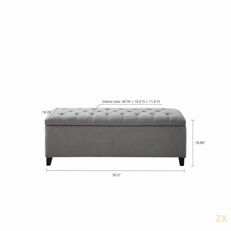 Banc de rangement capitonné à fermeture douce