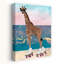 Cool Giraffe Roller Skates Playful Retro Whimsical Giraffe Beach Ocean Wall Art Print by Sarah Manovski - Wrapped Canvas Print-136408957