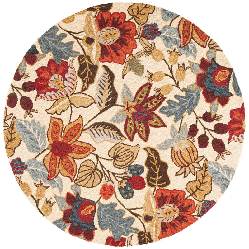Arber Hand Tufted Wool Floral Rug, Round 6'