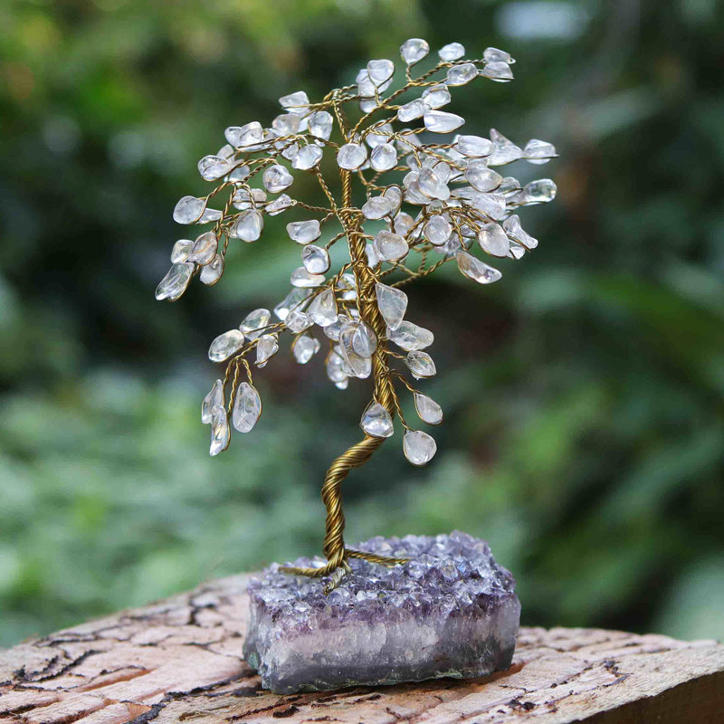 Arbre à quartz et améthyste à feuilles fait à la main The Holiday Aisle®