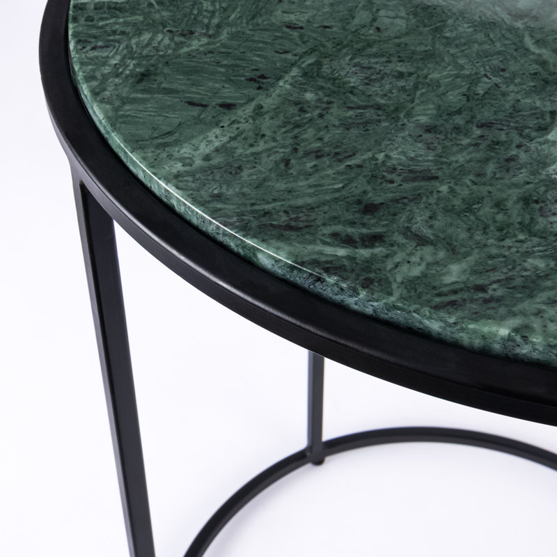 Nikelle Marble Top End Table, Green, Black