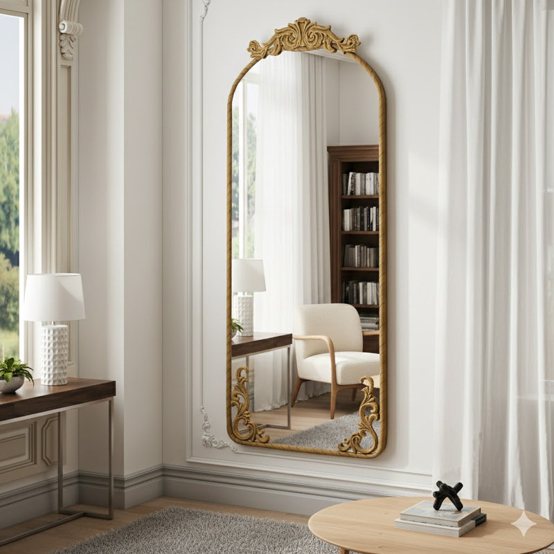 Miroir mural suspendu, Bronze