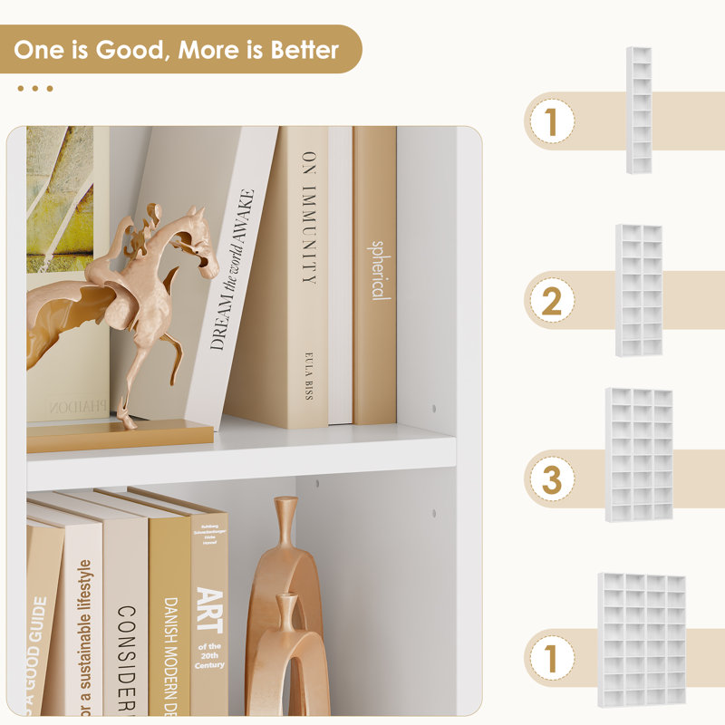 Bibliothèque en bois Gracyn, Blanc, 1