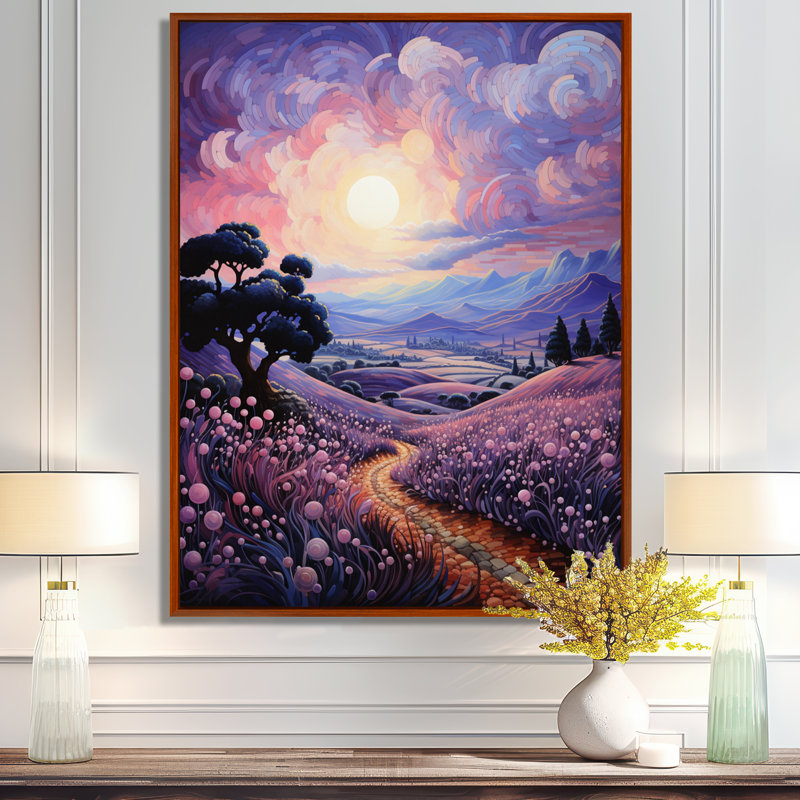 «Vangogh Lavender Fields Pointillism I» par Vincent Van Gogh, peinture sur toile, H 40 po x l 30 po x P 1,5 po
