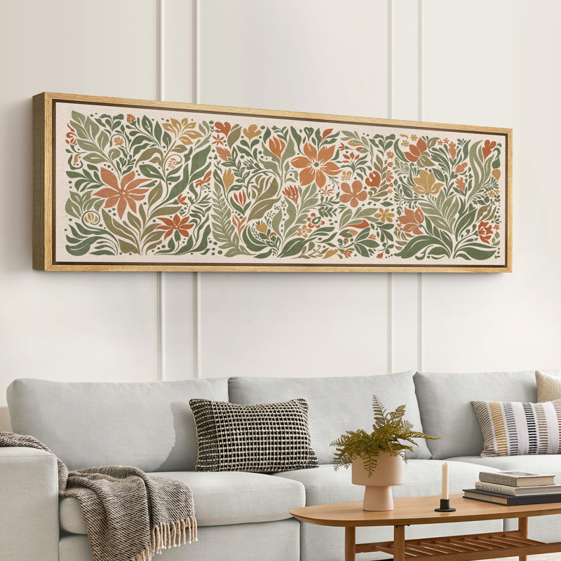 Folk Art, jardin floral, art moderne, H 20 po x l 60 po, Naturel