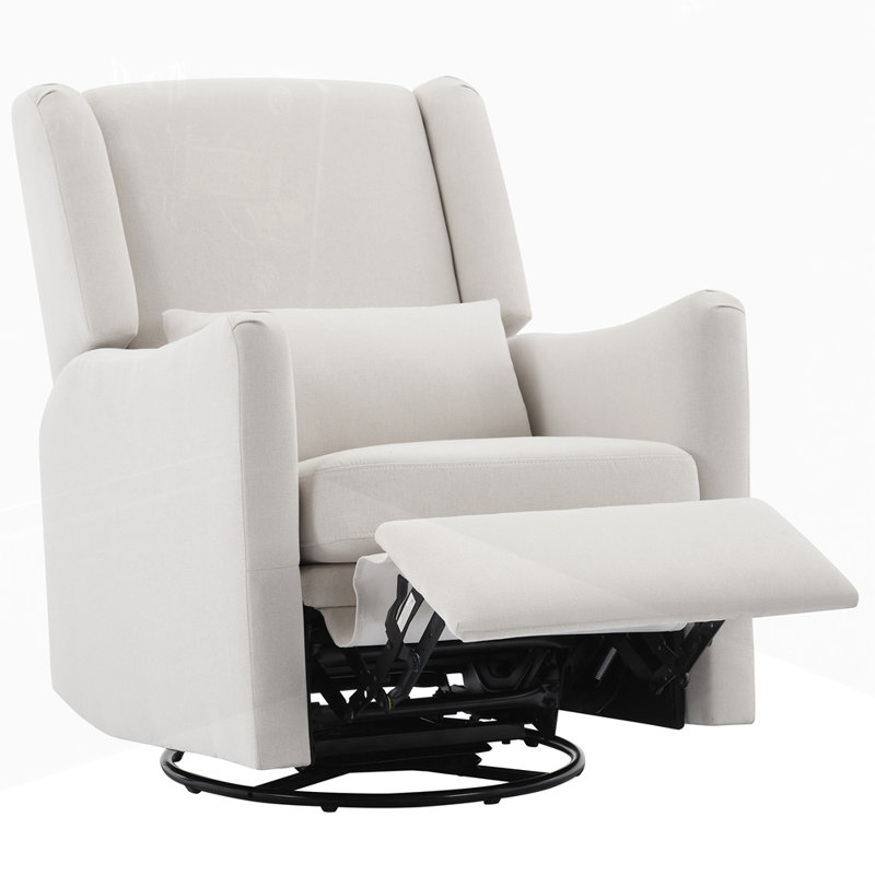 Wingback Swivel Rocker Recliner Chair Rocking Chair Nursery for Living Room, Beige Linen
