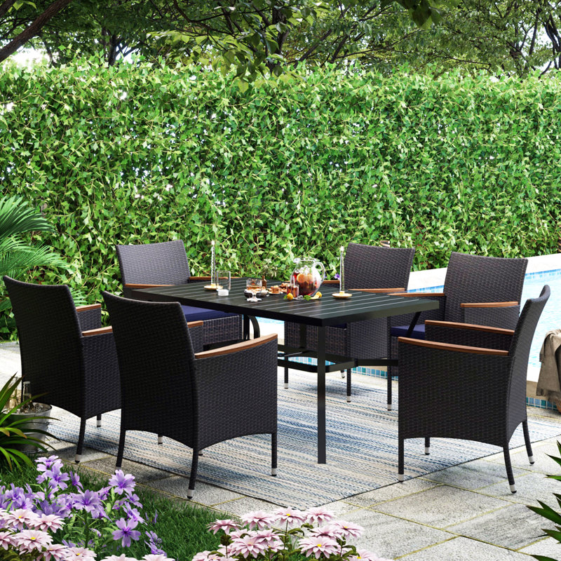 Leonard 6 - Person Patio Dining Set with Rectangular Table , Cushions Included