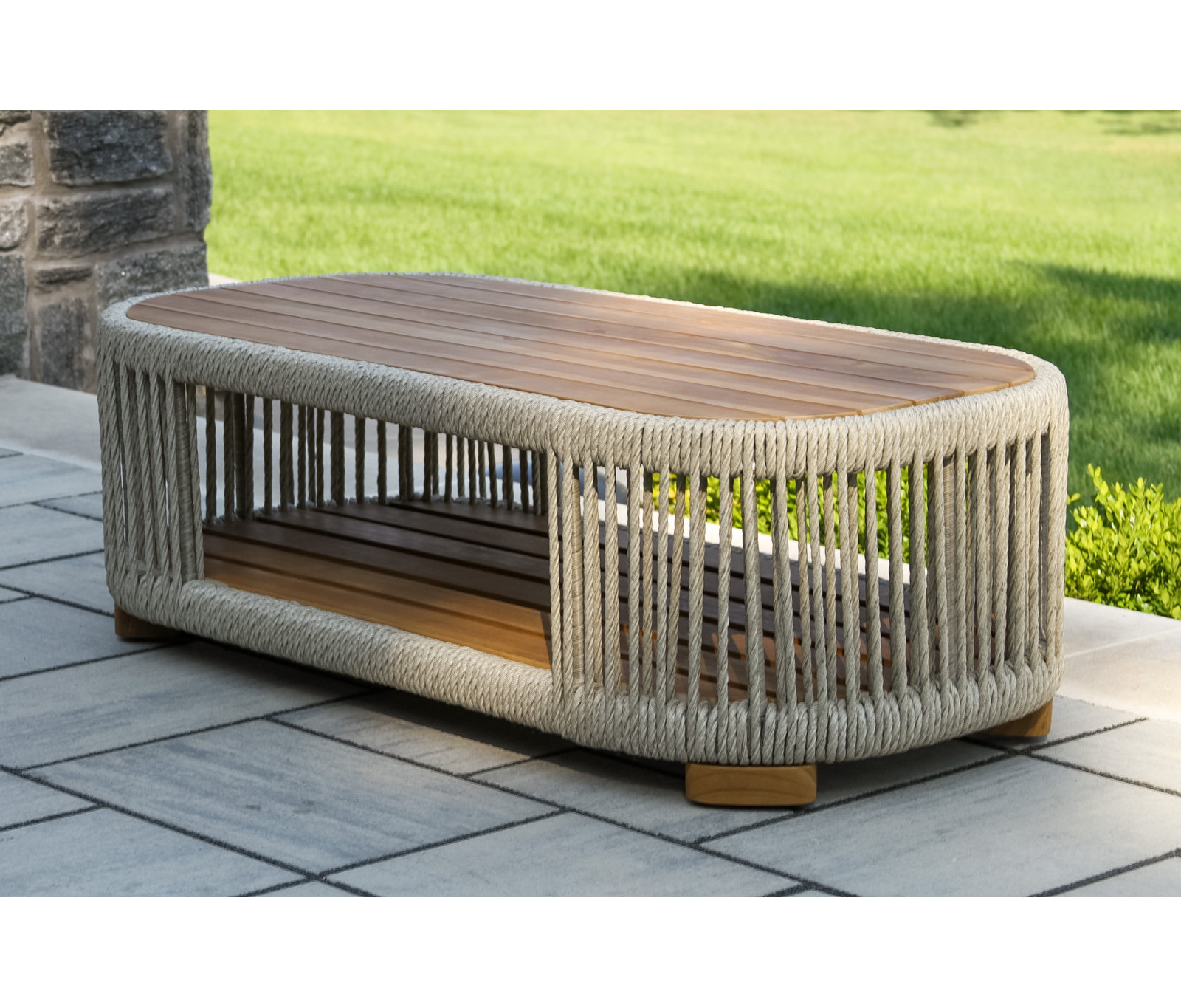 Aniston 47" Teak Patio Table, Ivory
