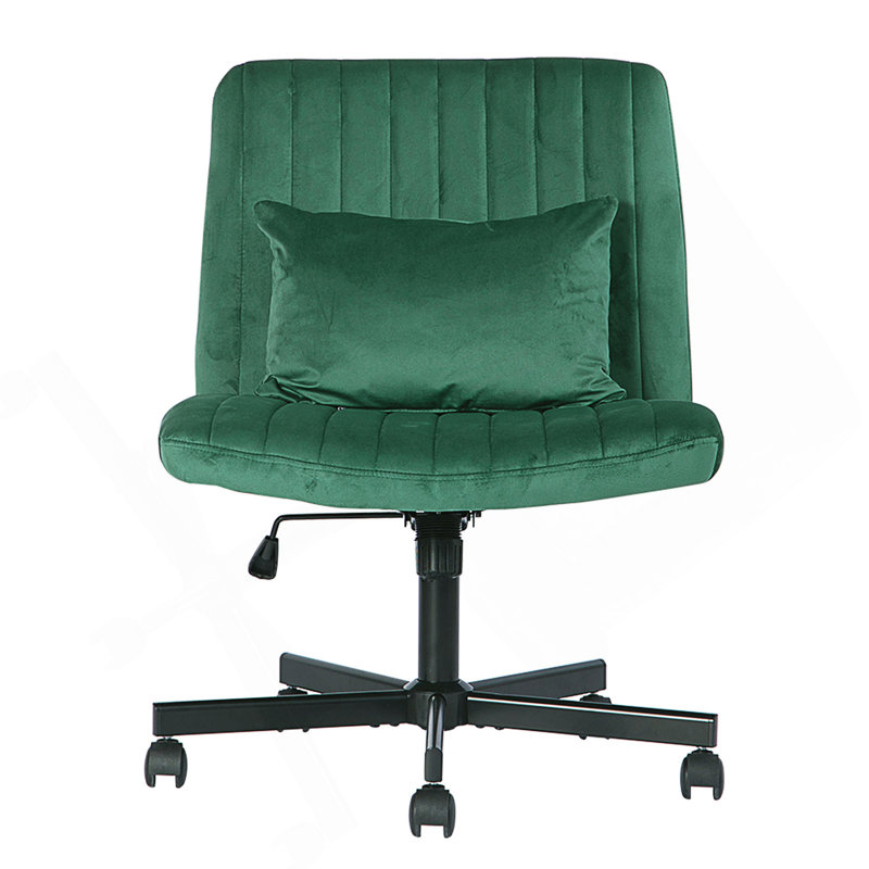 Chaise de bureau Criss Cross sans accoudoirs avec roulettes pour le bureau personnel, la méditation et le maquillage., Vert