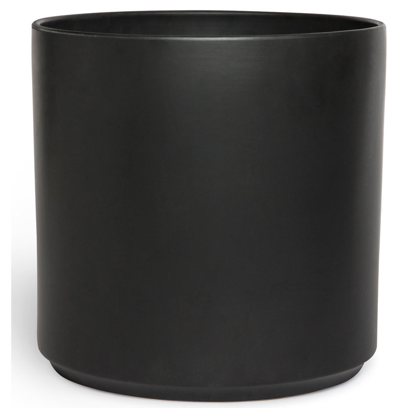 Stoneware Pot Planter, Black, 15.25" H x 15" W x 15" D