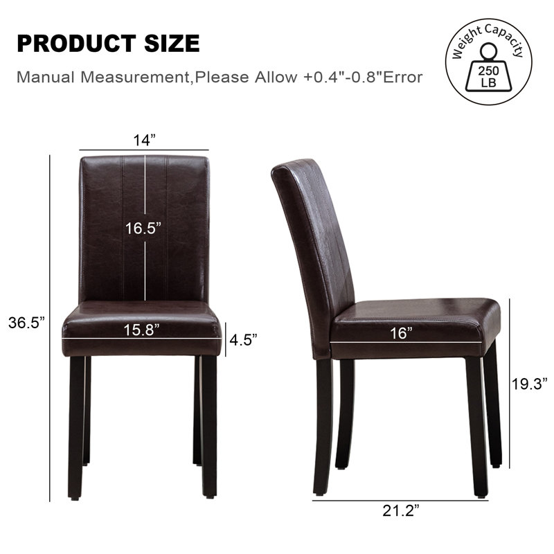 Stylish And Easy-clean Waterproof Faux Leather Dining Side Chair, Brown