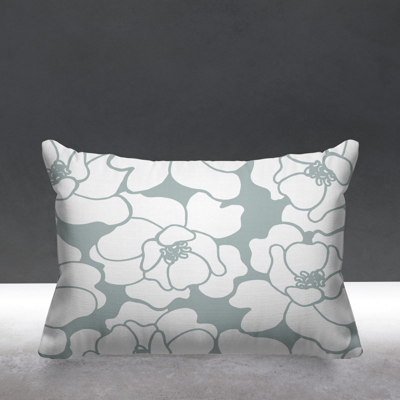 Housse de coussin d'extérieur et insert, gris, 14 po x 20 po, Rectangle