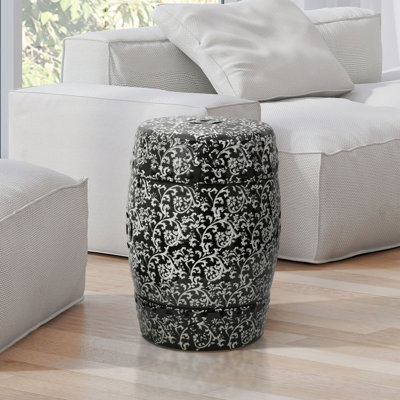 Tabouret de jardin en porcelaine florale