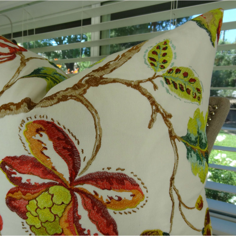 Floral Embroide Throw Pillow, H-allrgnc Polyfill, 18" x 18"